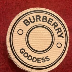 Burberry Cream Round Jewelry Case with Logo